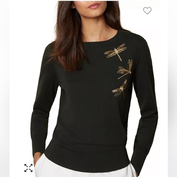 Ted Baker Nelina Sugarplum Embroidered Dragonfly Sweater Navy - Picture 2 of 16